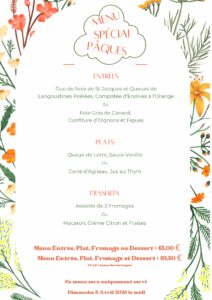 Menu Pâques Restaurant Professionnel La Cotriade